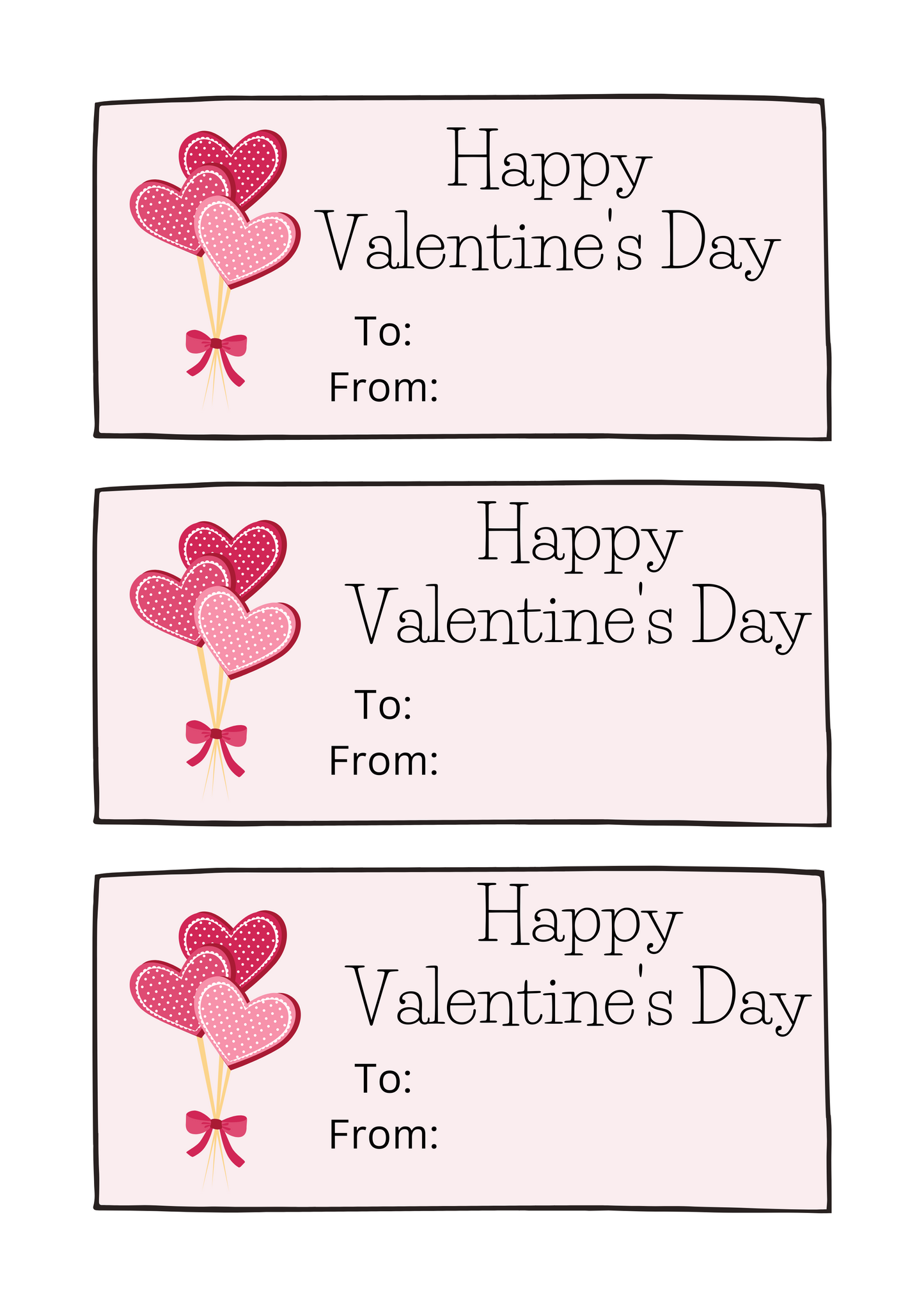 Valentines Day Cards- Pink (printable)