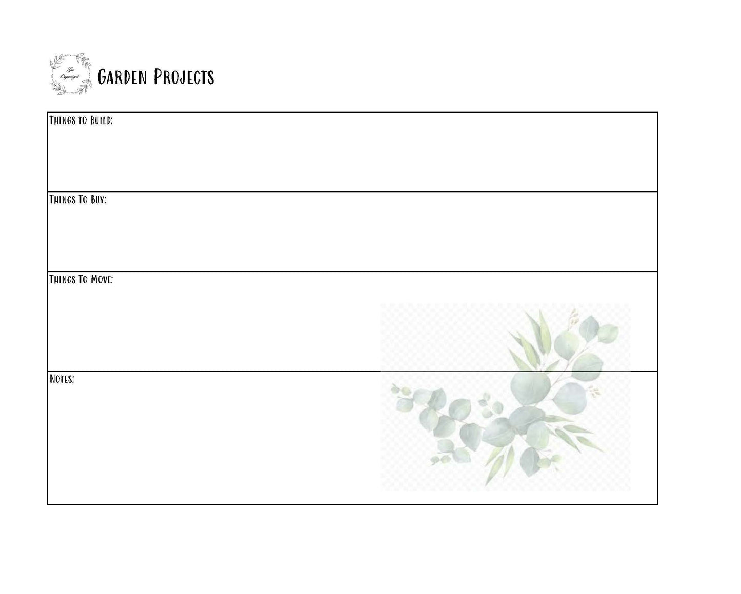 Garden Project Chart (Digital Download)