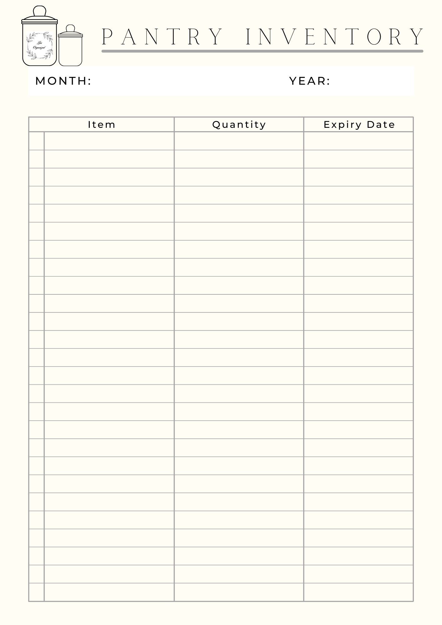 Kitchen Inventory Printable: Fridge, Freezer, Pantry Tracker