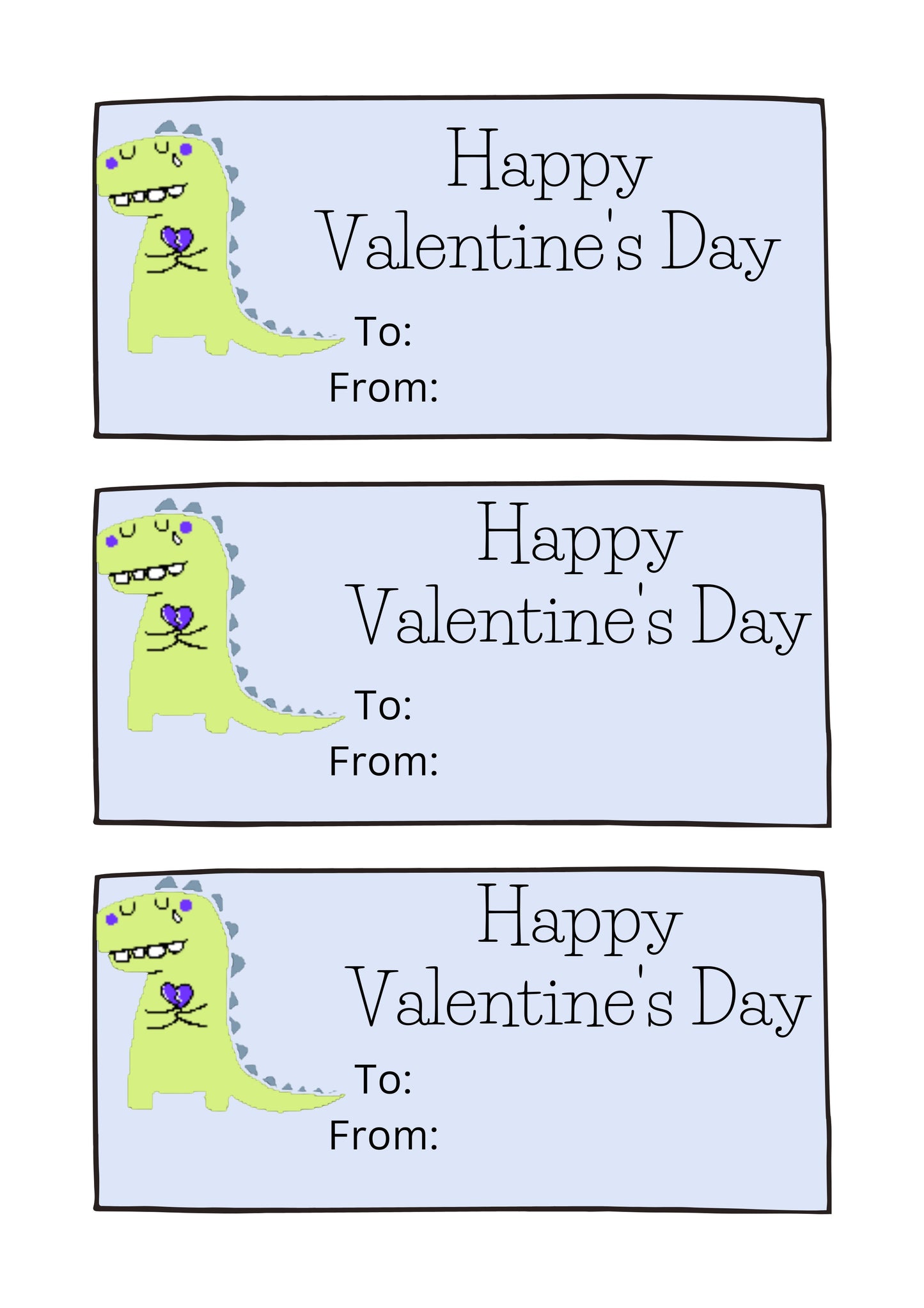 Valentines Day Cards- blue (printable)