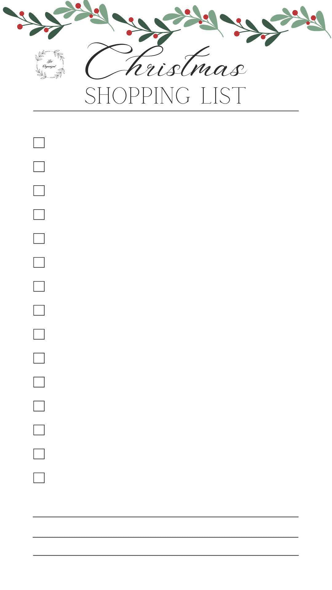 Christmas Shopping List