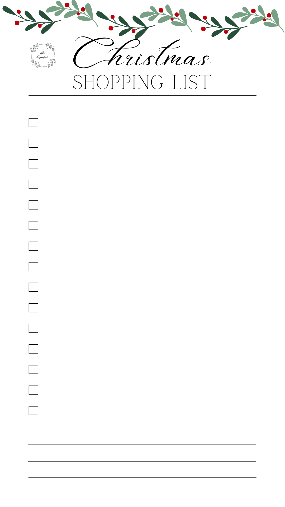 Christmas Shopping List