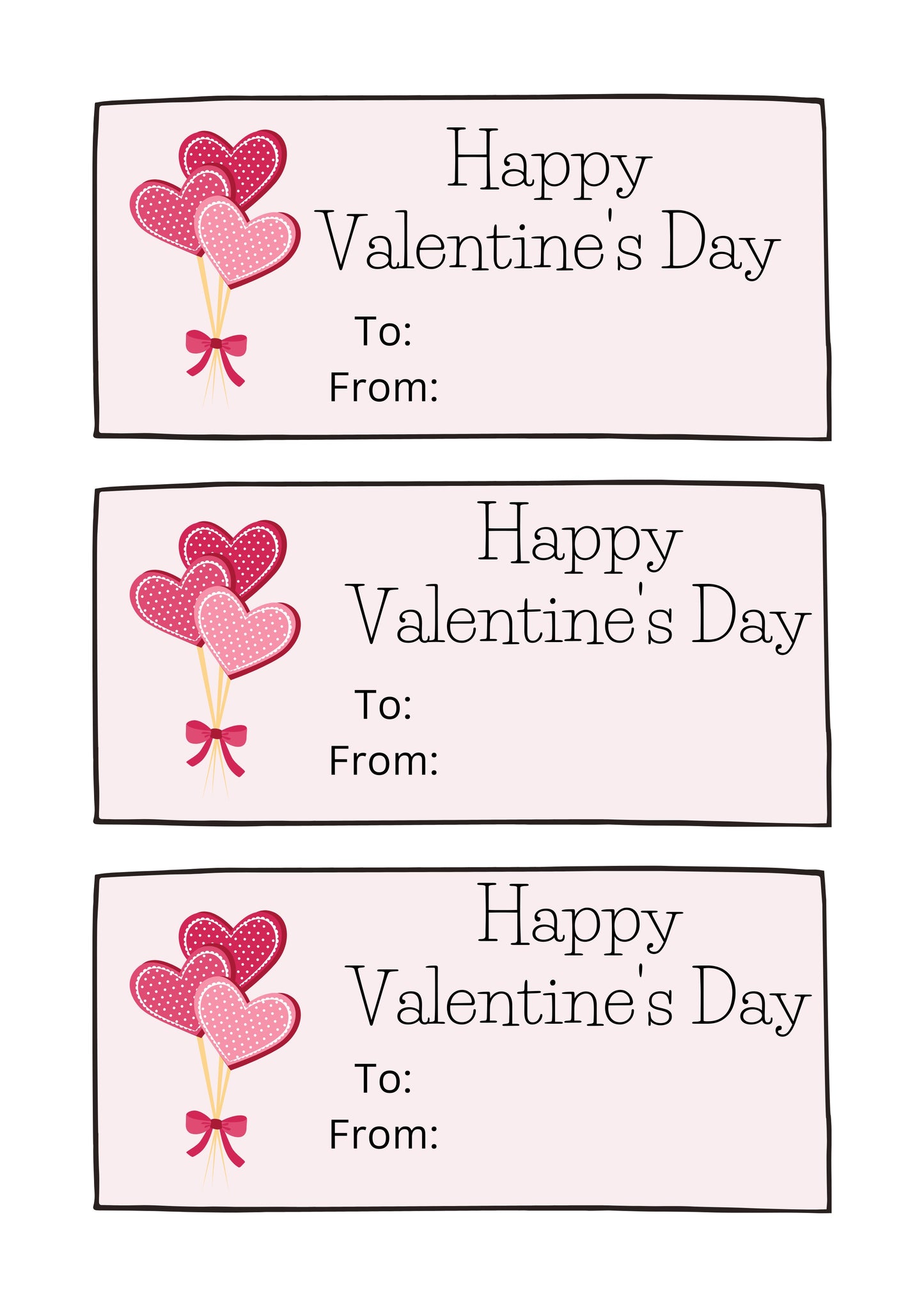 Valentines Day Cards- Pink (printable)