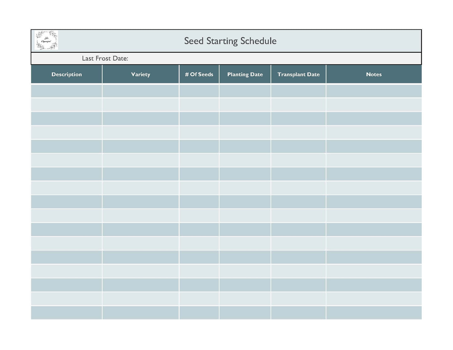 Seed Starting Schedule