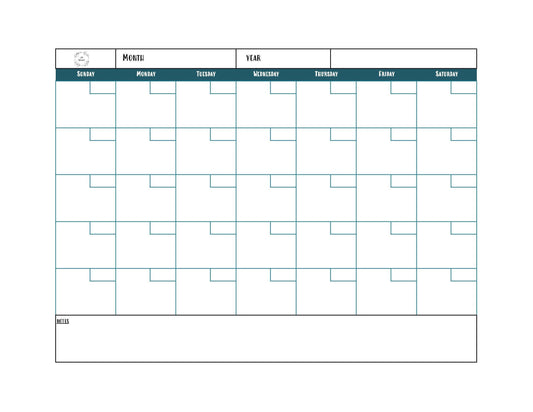 Blank Monthly Calendar