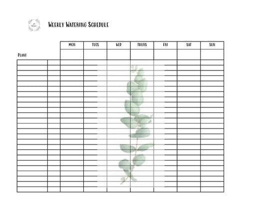 Weekly Watering Schedule