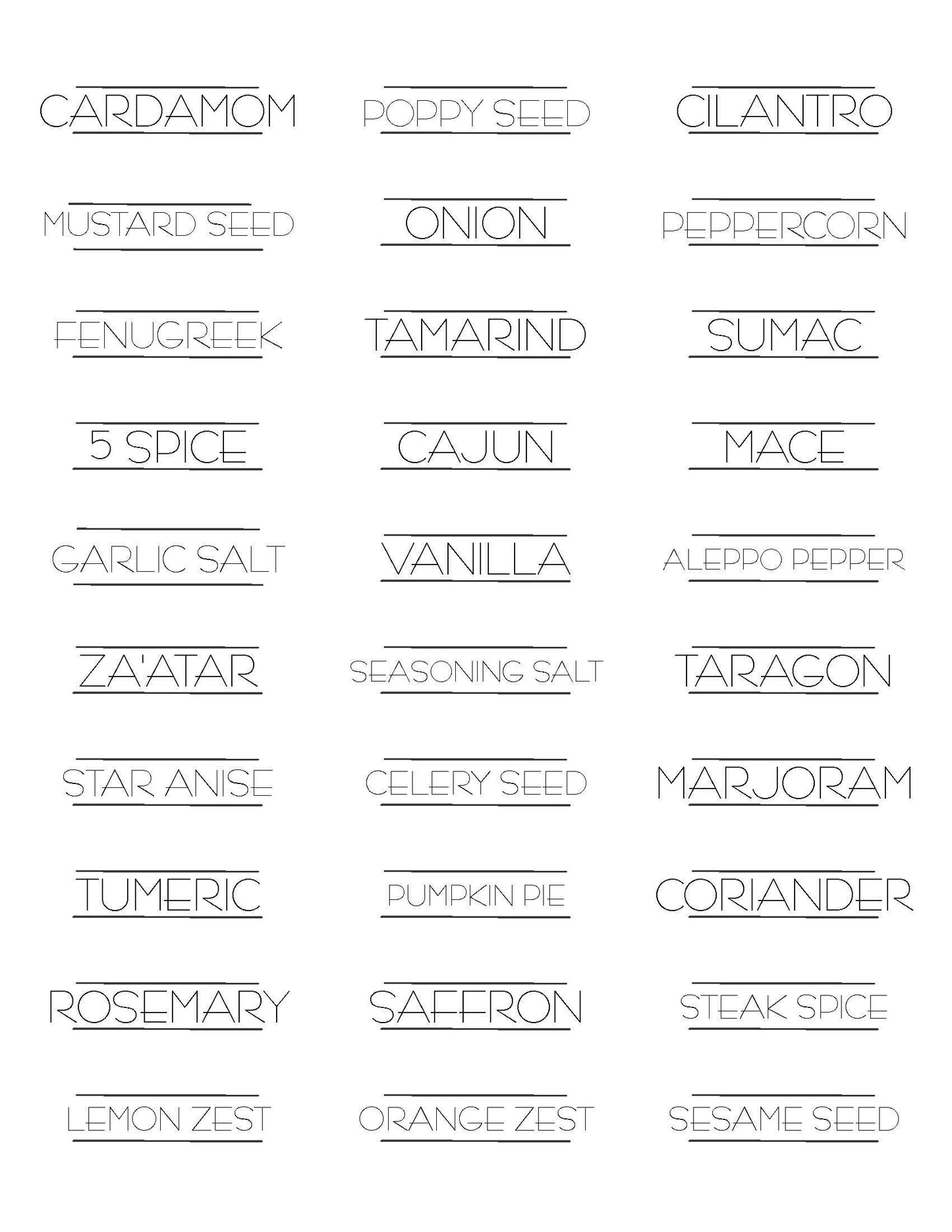 Spice Jar Labels