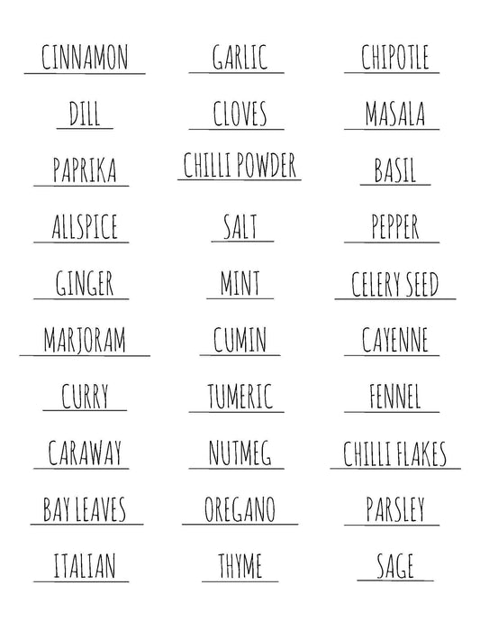 Spice Jar Labels